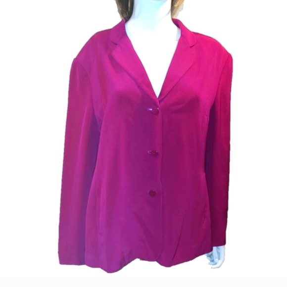 Talbots 100% Silk Magenta Blazer Size 12 - Picture 1 of 3